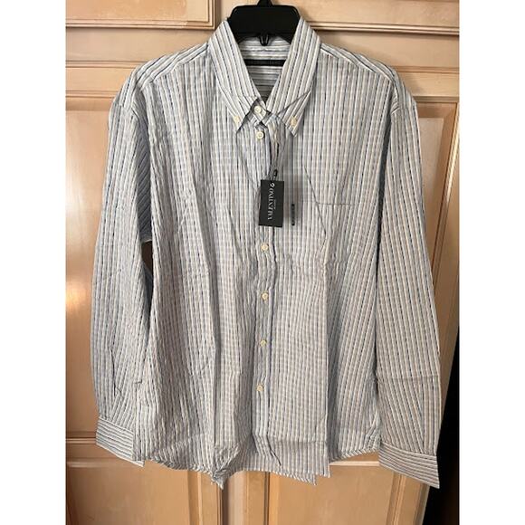 Vintage 80s New Valentino Jeans Shirt Stripe Seersucker Button Down Size XL - Picture 2 of 12